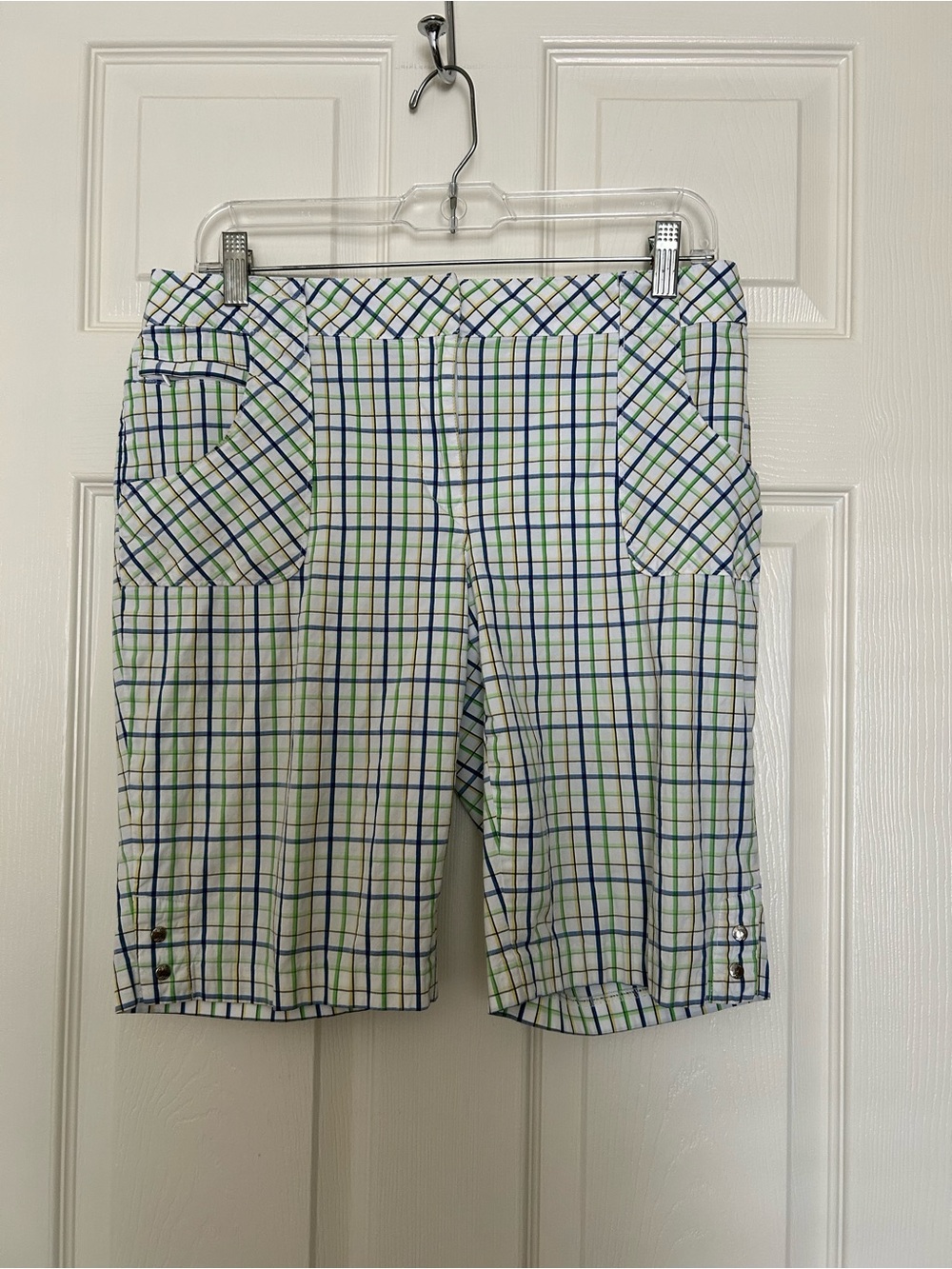 Greg Norman Shorts Woman Plaid Bermuda Golf Size 8